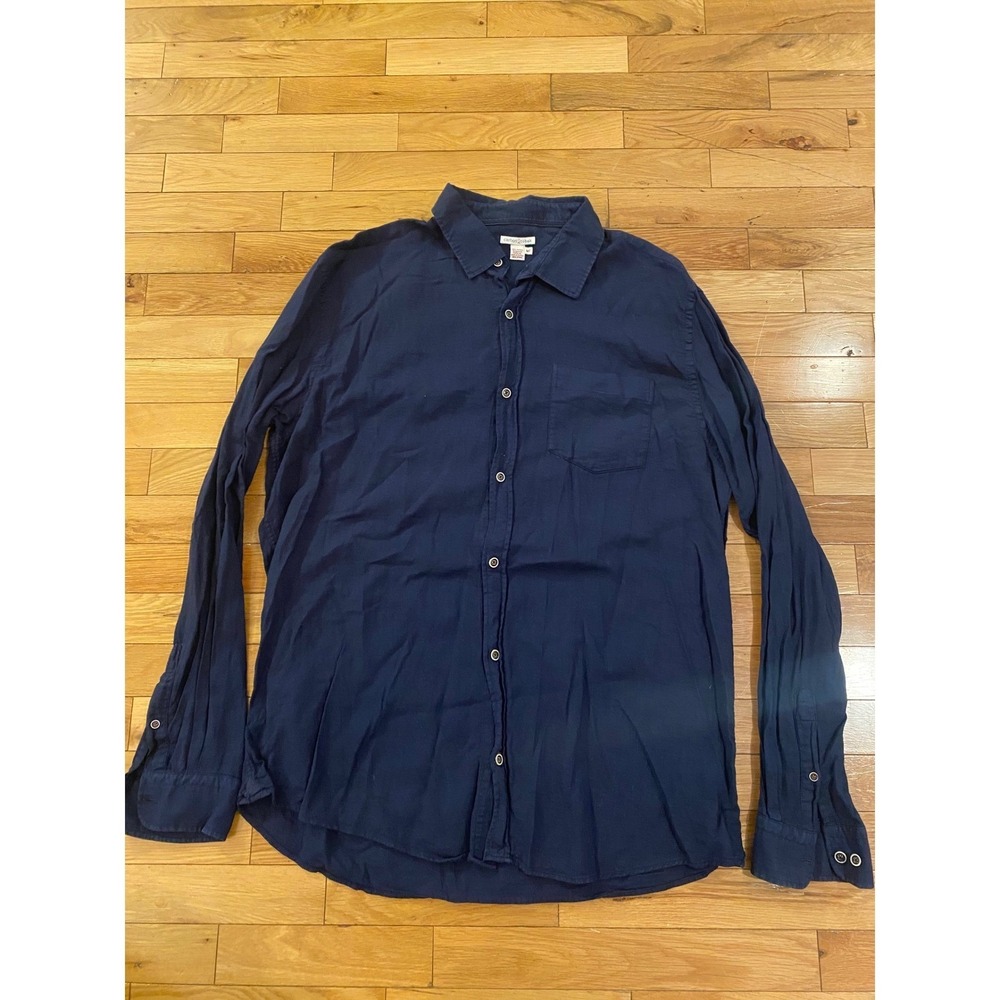 Carbon 2‎ Cobalt Mens Navy Blue Cotton Long Sleeve Button Up Shirt MT
